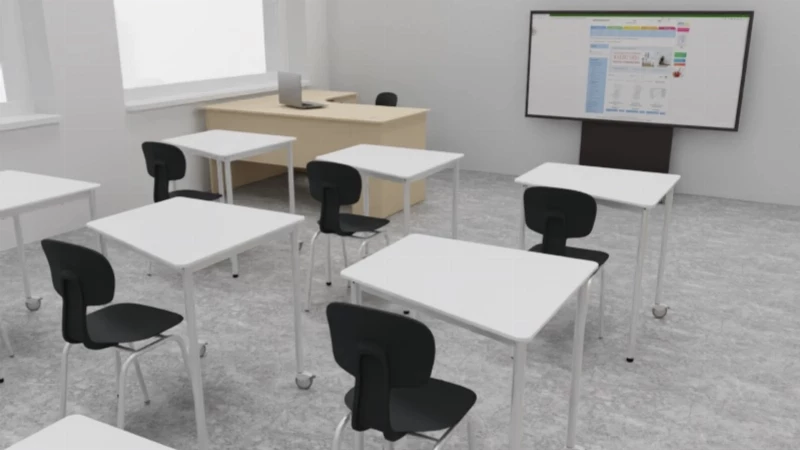 Moderná trieda s mobilnými stolmi Lektor